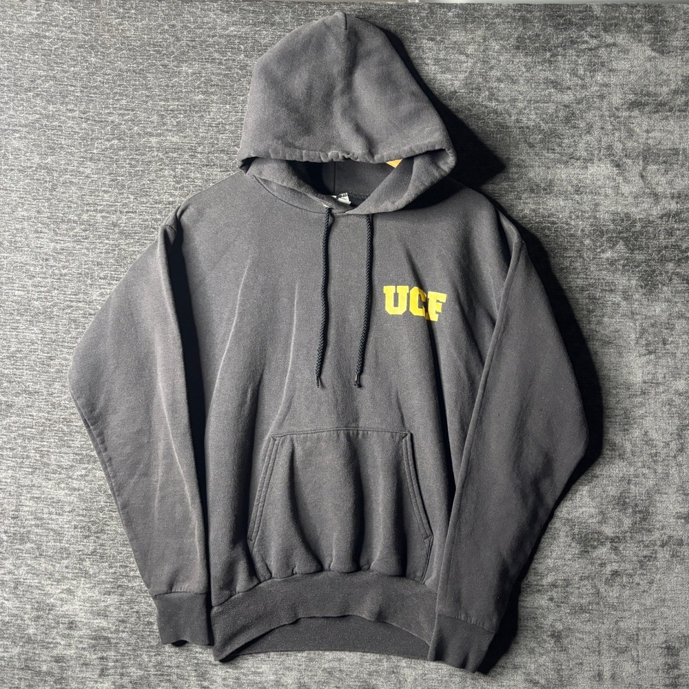 Vintage UCF Golden Knights Hoodie Black Yellow Graphic Sweatshirt Mens Medium